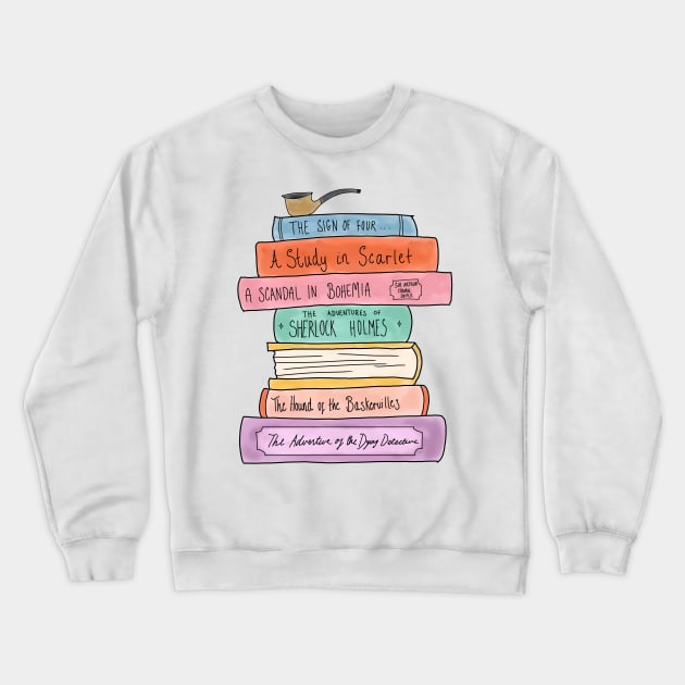 Sherlock Holmes book stack Crewneck Sweatshirt by bookloversclub